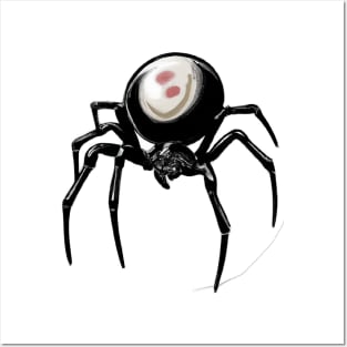 Cute Black Widow Spider Drawing Posters and Art